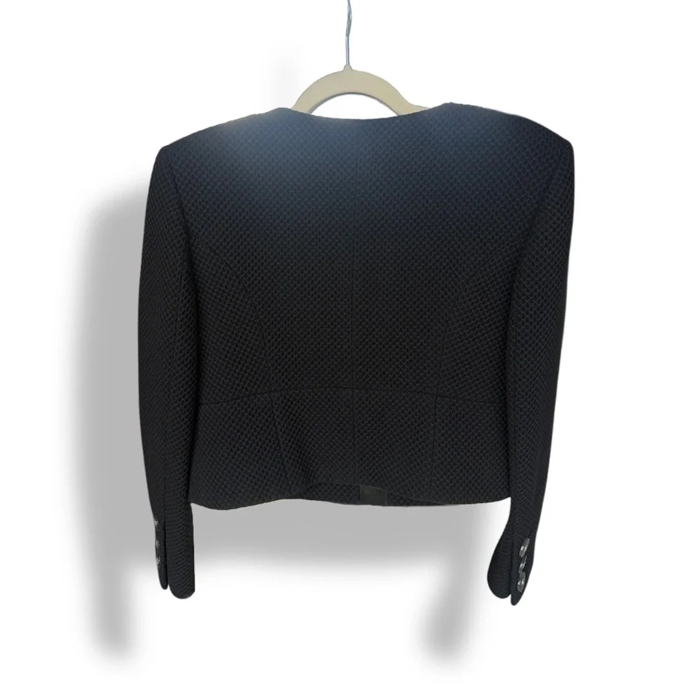 CHANEL Black Textured Tweed Cropped Jacket